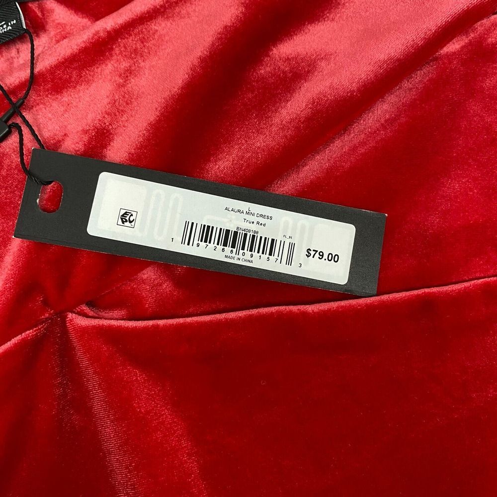 STEVE MADDEN True Red Alaura Off The Shoulder Velvet Mini Dress Size L Christmas - Picture 12 of 14